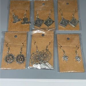 6 PC Silver Charm Earrings Set